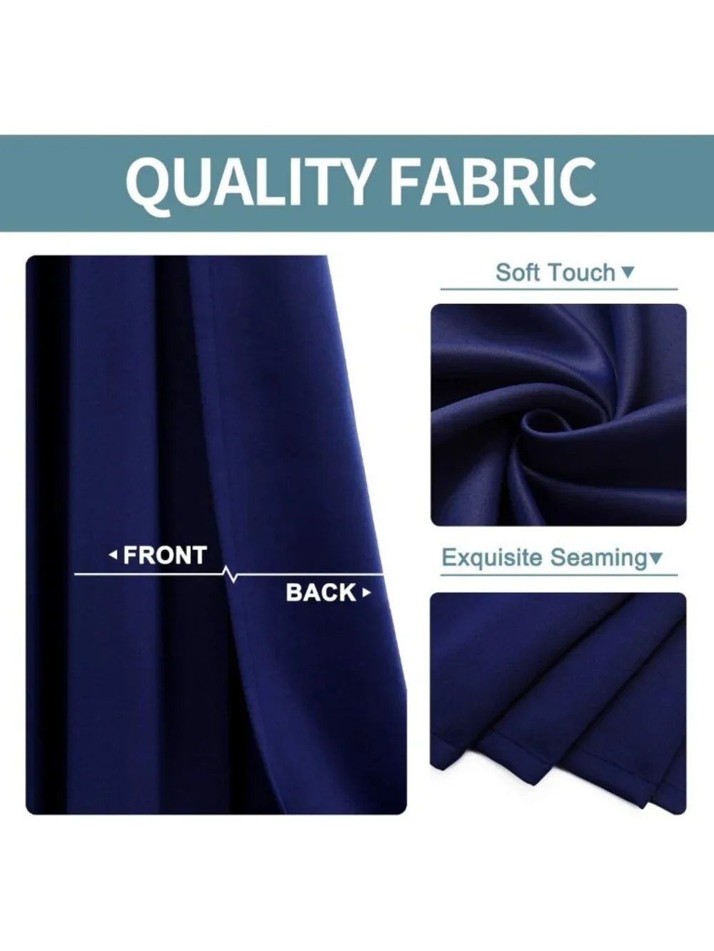 Blackout Curtains 48” Long - 2 Panel Set, Grommet Thermal Insulated Room